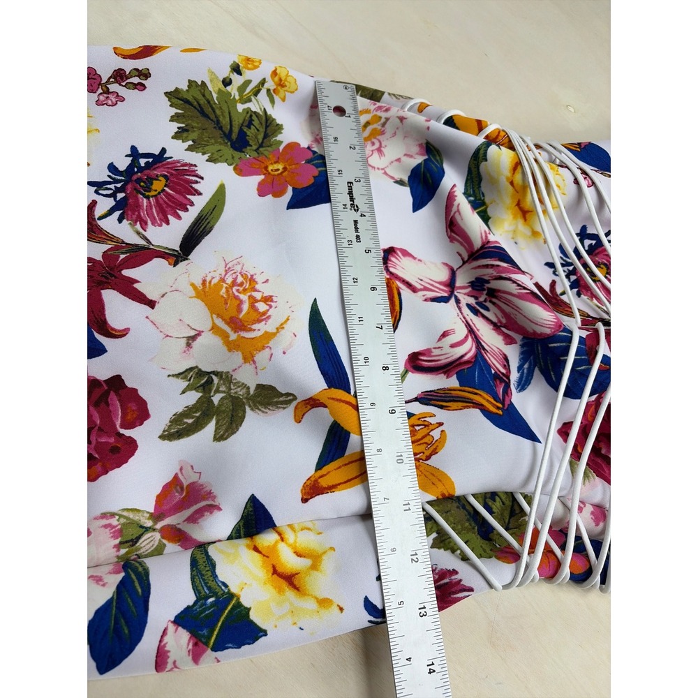 Guess Los Angeles Floral Bodycon Dress White Multi Strap Cage Waist Small - Picture 3 of 8